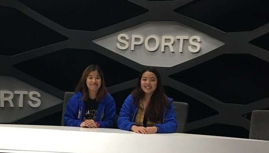 Learning sports broadcasting at TVB’s professional studio.