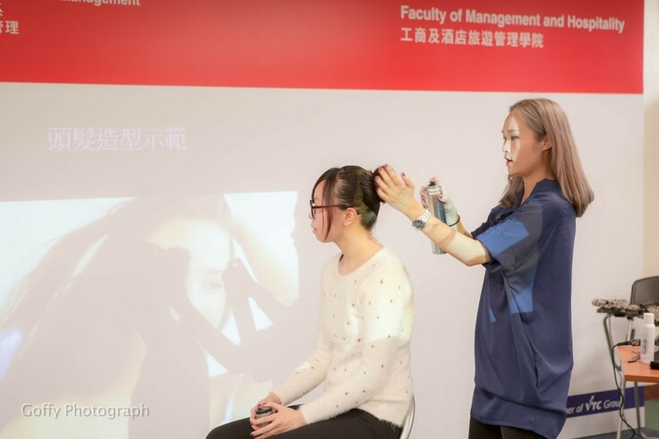 Demonstration of hair design suitable for work interviews