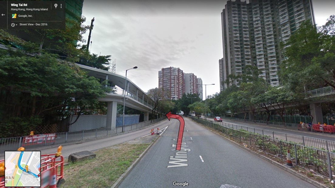 Along Wing Tai Road, then turn Left to Sheung Ping Street